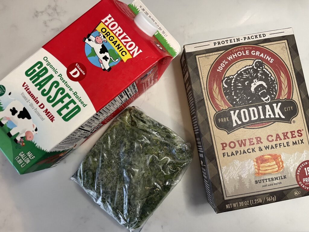 Ingredients used for easy spinach waffles for toddlers